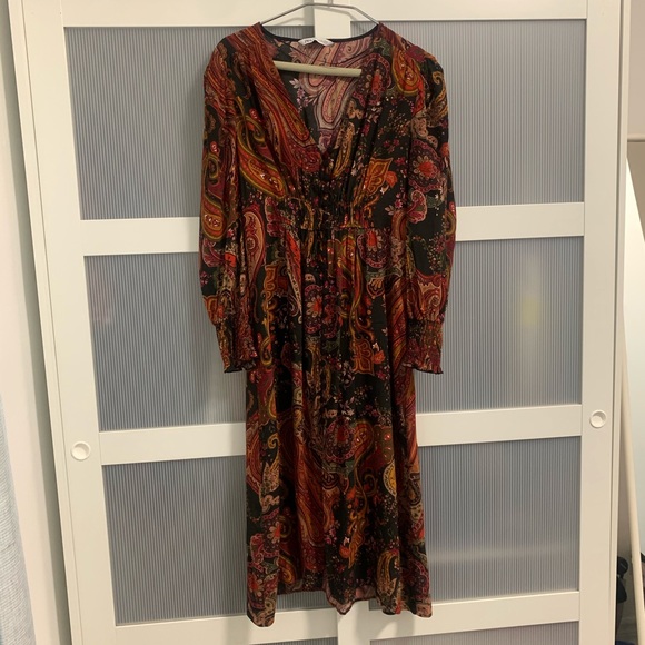 Zara Long Print Boho Button-Up Multicoloured Dress - Picture 2 of 14